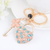 Charm Rhinestone Opal Keychain
